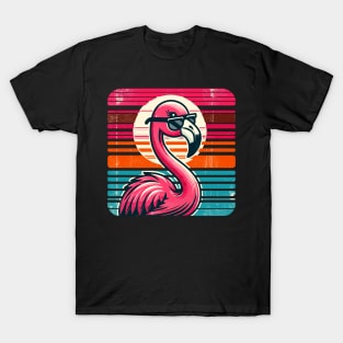 Cool Retro Flamingo in Sunglasses 70s 80s 90s Funny Flamingo T-Shirt